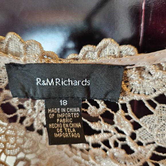 R & M Richards Tan Mother of the Bride Evening Gown Dress 2 Peice Size 16 - Picture 2 of 5